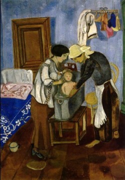 Marc Chagall Painting - Bathing of a Baby contemporary Marc Chagall
